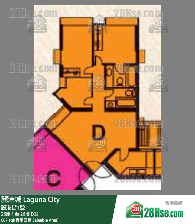 丽港城 26座2楼 D室 平面图