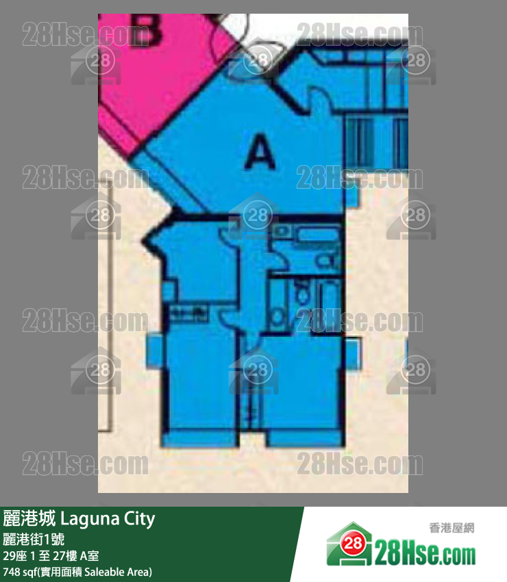 丽港城 29座23楼 A室 平面图