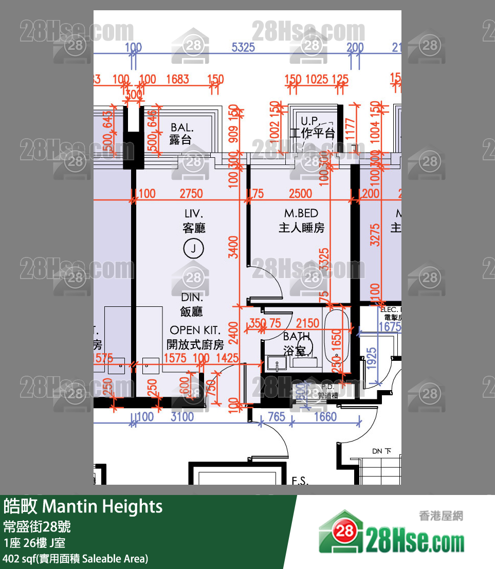 皓畋 单位平面图(由 28Hse 提供) 皓畋 单位平面图(由 28Hse 提供)