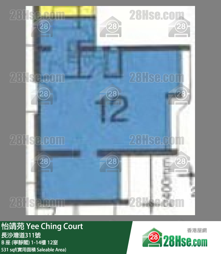 怡靖苑 B 座 (宁静阁)9楼 12室 平面图