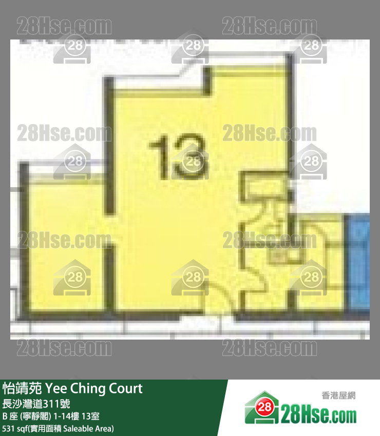怡靖苑 B 座 (宁静阁)12楼 13室 平面图