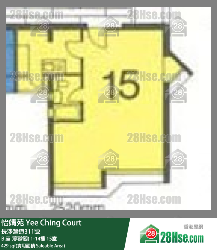 怡靖苑 B 座 (宁静阁)4楼 15室 平面图