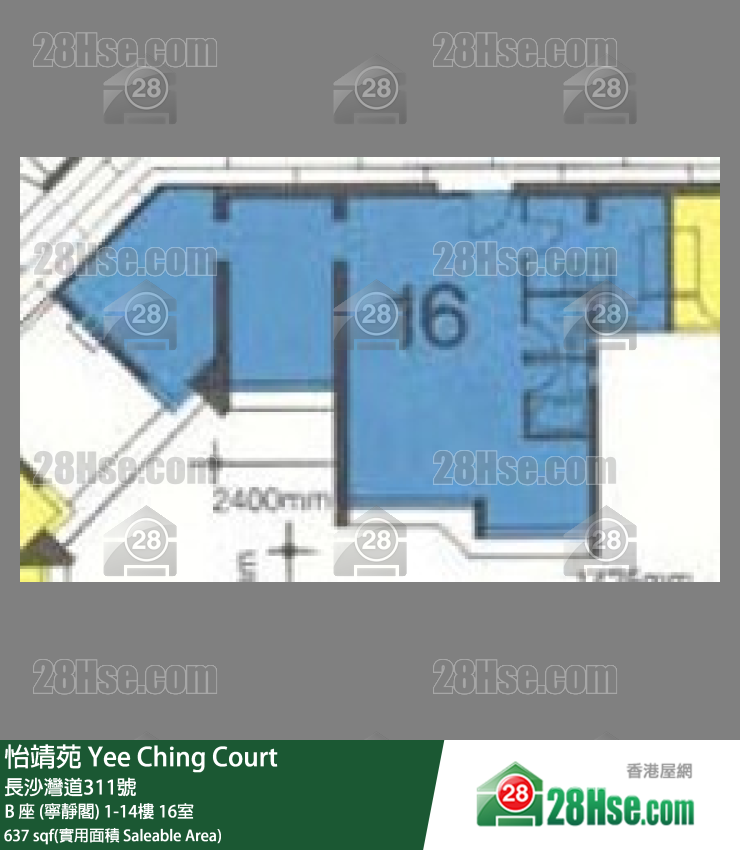 怡靖苑 B 座 (宁静阁)10楼 16室 平面图
