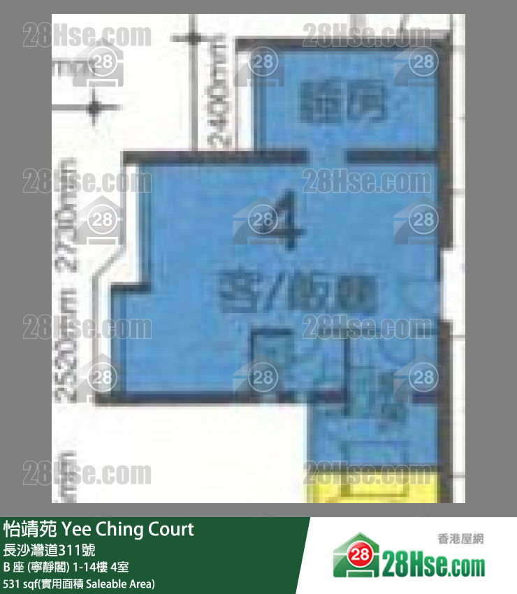 怡靖苑 B 座 (宁静阁)7楼 4室 平面图