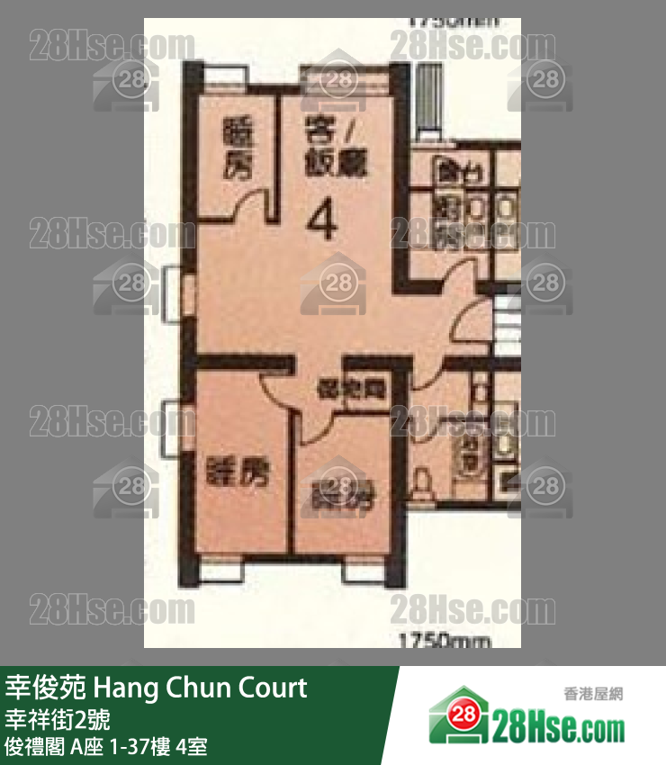 Hang Chun Court,  Flat 4, 8/f, Block A FloorPlan