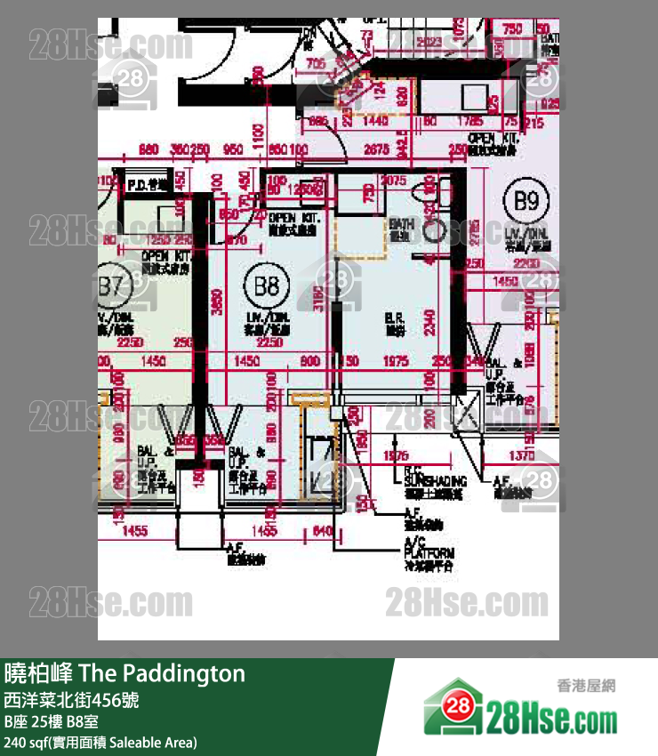 The Paddington,  Flat B8, 25/f, Block B FloorPlan