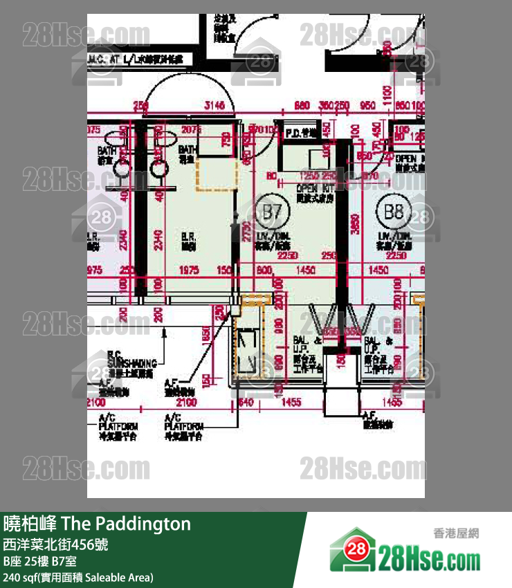 The Paddington,  Flat B7, 25/f, Block B FloorPlan