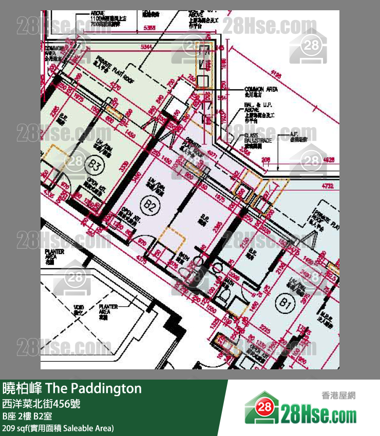 The Paddington,  Flat B2, 2/f, Block B FloorPlan