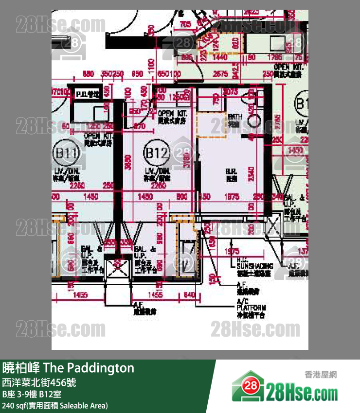 The Paddington,  Flat B12, 8/f, Block B FloorPlan