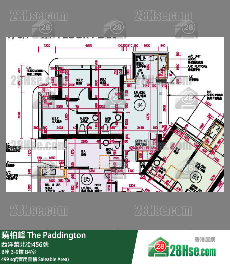 The Paddington,  Flat B4, 8/f, Block B FloorPlan
