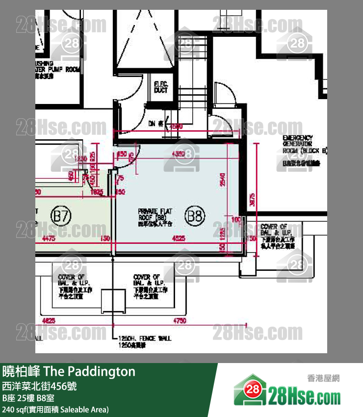 The Paddington,  Flat B8, 25/f, Block B FloorPlan