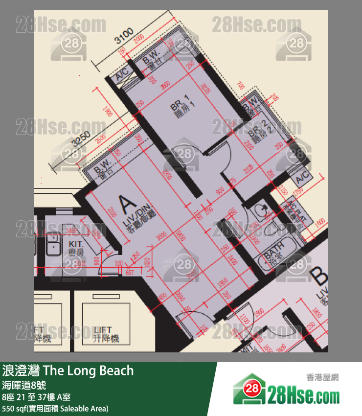 浪澄湾 单位平面图(由 28Hse 提供) 浪澄湾 单位平面图(由 28Hse 提供)