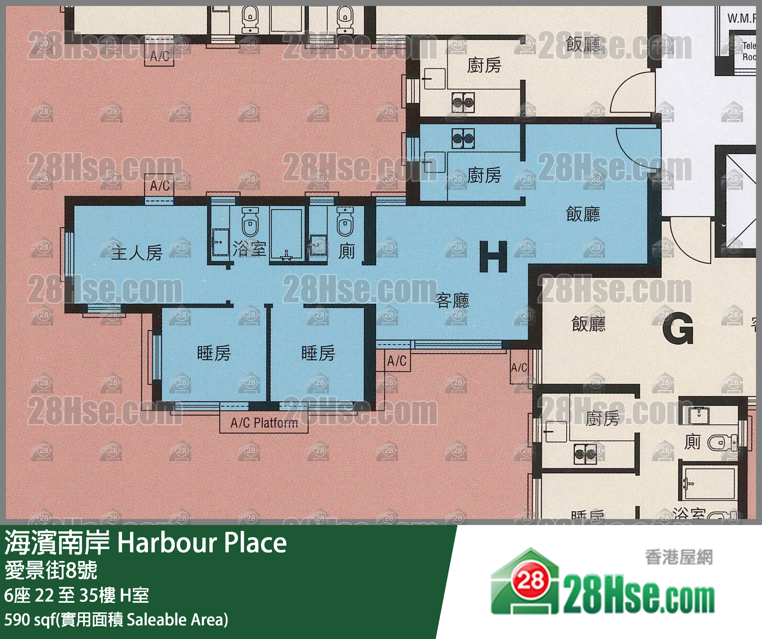 海滨南岸 单位平面图(由 28Hse 提供) 海滨南岸 单位平面图(由 28Hse 提供)